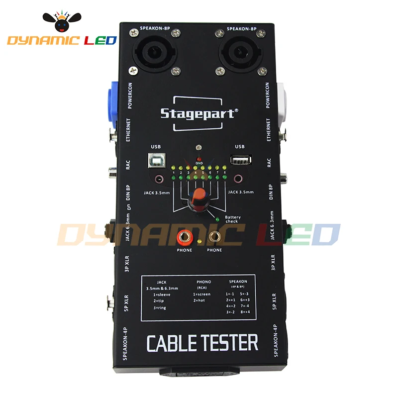 1 pc Kabel Tester Draht Tracker Tracer Netzwerk RJ45, 3 & 5 Pin XLR, 3 & 5 & 8-Pin Din, 4 & 8-pol Speakon, USB Test