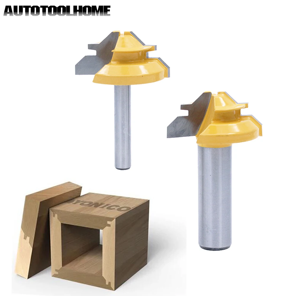 

45 Degree Tongue and Groove Lock Miter 34mm CNC Router Bits Woodworking Tools Accessories Fit MAX 12.7mm Thickness Wood Board
