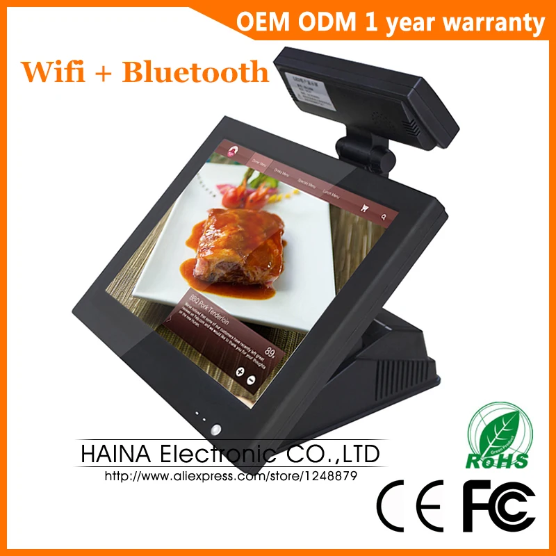 

Haina Touch 15 inch Touch Screen Wifi POS System Epos with Customer display