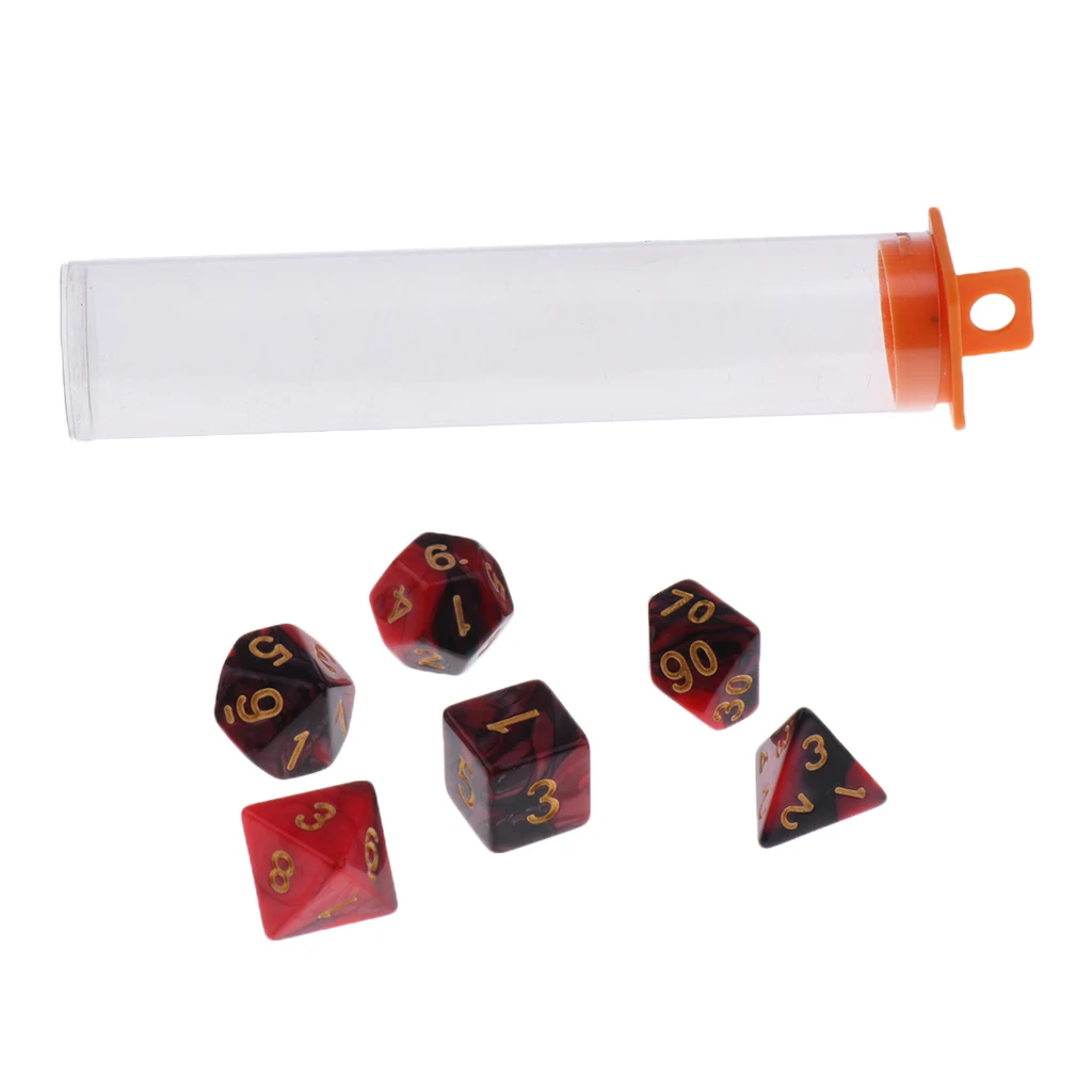 Perfeclan 7x Polyhedral Dice D20 D12 D10 D8 D6 D4 for Dungeons and Dragons Red & Black Party Game Dice Supplies 