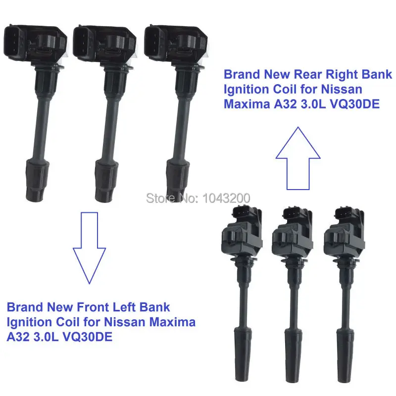 

Set of 6 Front Rear Ignition Coil For Nissan Maxima QX A32 A33 Infiniti I30 94-99 VQ30DE 22448-31U06 22448-31U16 22448-31U05