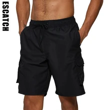 Escatch men Swimsuit Solid Beach Shorts Hombre Swimming Trunks With Pocket ES60U Bermuda Bain Shorts