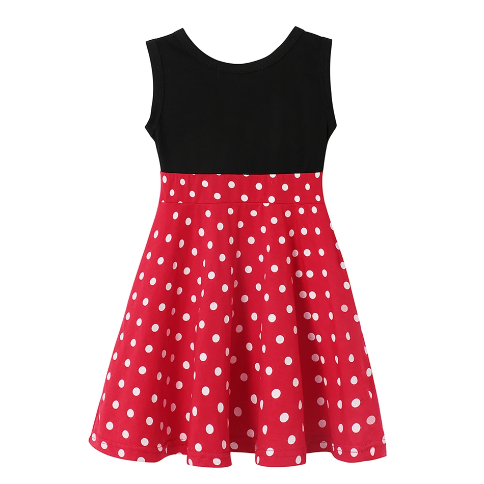 MUABABY; летнее платье для девочек; детское хлопковое платье в горошек с Микки и Минни; повседневная одежда для девочек; нарядная одежда принцессы для дня рождения