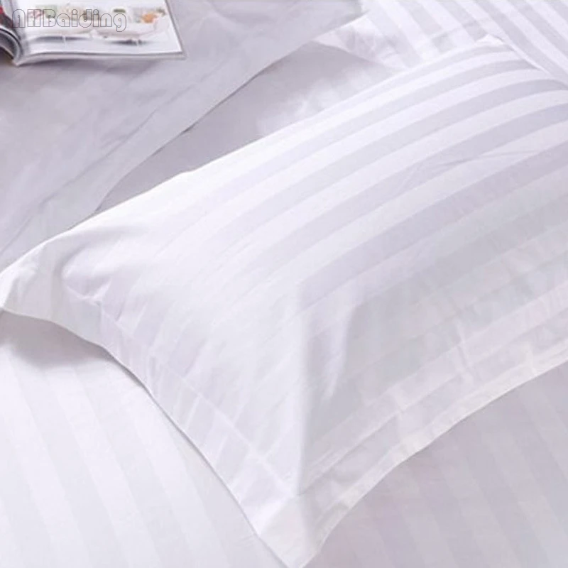 Домашний текстиль одна пара наволочки для отелей сатин хлопок 40 S белый полосатый наволочка 50x80 см/58x88 см Большой Размеры