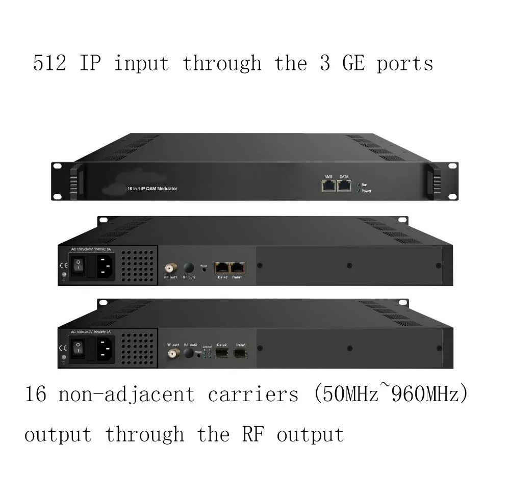 512 IP до 16 неприлегающий QAM модулятор, IP до DVB-C J.83A/B/C модулятор, IPTV кодировщик модулятор, 16-полосный неприлегающий DVB-C