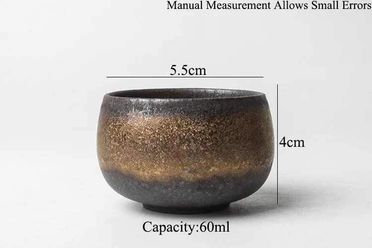 60 мл японский стиль винтаж грубая керамика ржавчины глазурь чайная чашка маленькая чайная чаша керамический чайный набор кунг-фу Мастер чашки Ретро домашний декор