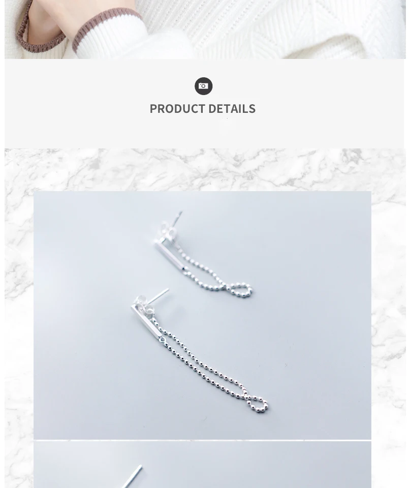 New Fashion Sterling Silver Chain Statement Dangle Earrings For Women Girls Minimalist S925 Drop Earring Bridal Wedding Jewelry (10)