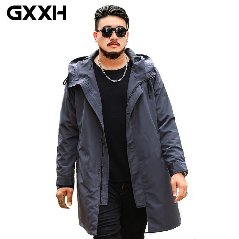 

GXXH 2019 New Gray Long Trench Coat Men Brand Clothing Fashion Big Jackets Coats Oversized 5xl 6xl Mens Overcoat Windbreaker 7XL