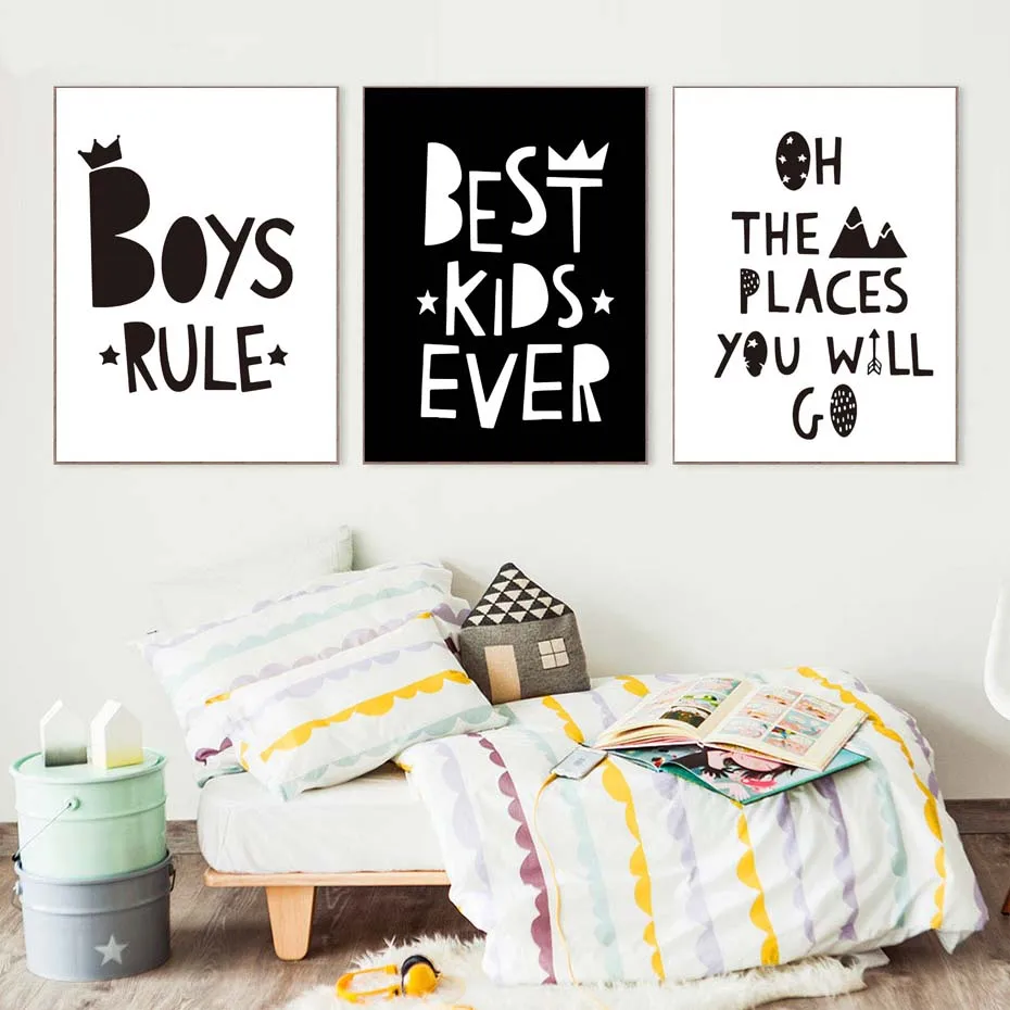 

Boys Rules Best Kids Ever Wall Art Poster&Print Modern Home Decoration For Kids Room Modular Wall Picture Art Murals On The Wall