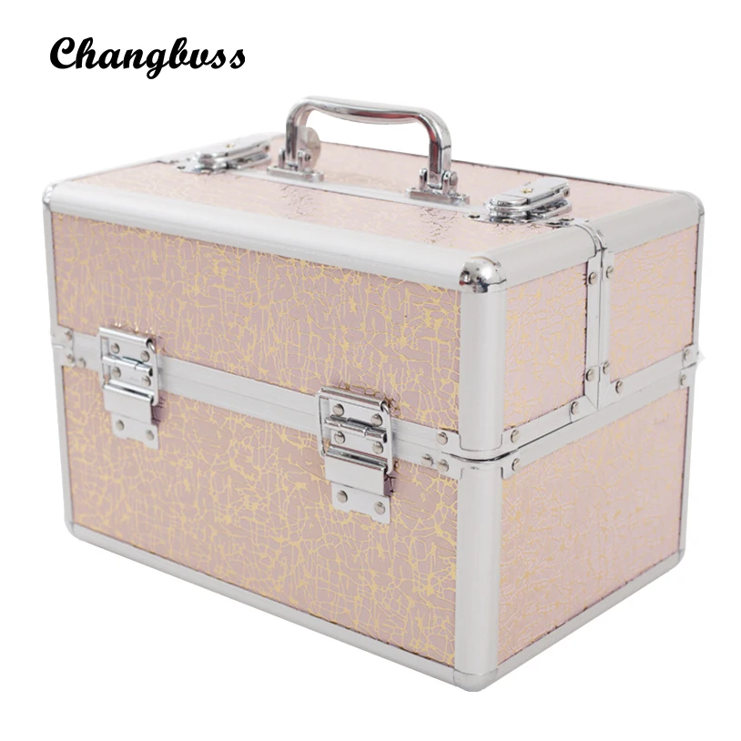 Multi Grid Makeup Box PU Inside Fleece Cosmetic Skin Care Travel