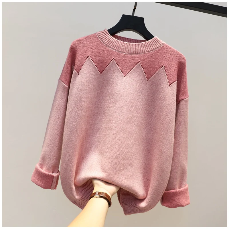 

MUMUZI Winter Pull Sweaters Women 2018 Fashion Loose Jumpers Korean Pullovers Knitting Pullovers Thick Hit Color Sweater