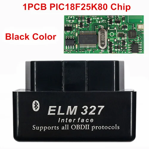 Супер Мини ELM327 V1.5 с чипом PIC18F25K80 ELM 327 Bluetooth OBD2/OBDII диагностический инструмент для Android Крутящий момент Автомобильный сканер кода - Цвет: Black 25K80