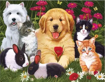 

Diamond painting pet animal 5d square Diamond mosaic icon full Diamond embroidery dog cat rabbit Crafts hobby decorative