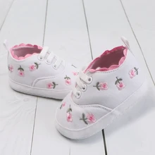 Детские ботиночки; детская обувь; мокасины из парусины; повседневная детская обувь для новорожденных девочек; обувь для первых шагов; кружевная Цветочная вышивка; Возраст 0-18 месяцев