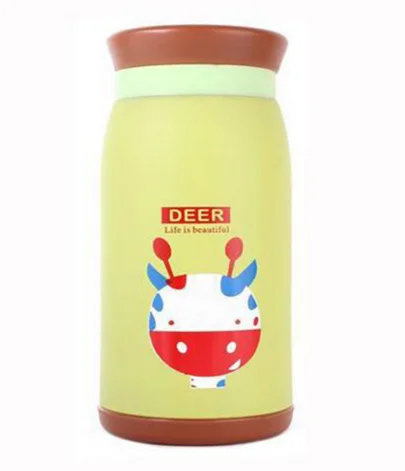 Новое поступление 250 мл/350 мл/500 мл мультфильм термос чашка бутылки Нержавеющая сталь Thermocup вакуум Термальность Кружка Смешной на день рождения пара подарок - Цвет: deer