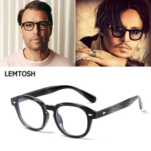 JackJad модные очки в стиле Джони Депп лемтош TR90, простые очки с круглыми заклепками, защита от синего излучения, оправа для очков G8031
