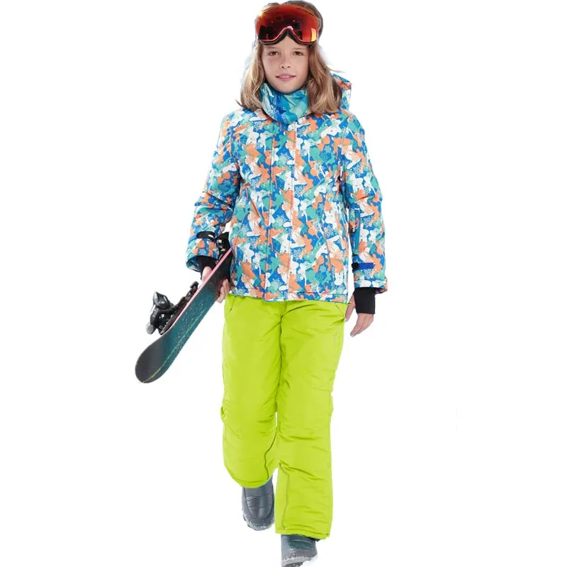 Детектор лыжный Комплект для мальчиков, детские лыжные костюмы для мальчиков и девочек, уличная водонепроницаемая ветрозащитная зимняя теплая спортивная одежда - Цвет: 81621 Yellow