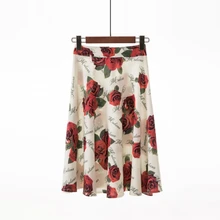 Для женщин летние Цветочный принт плиссированная юбка женские Повседневное элегантные пикантные Винтаж вечерние пляжные Высокая талия эластичные сапоги до колена-Длина юбка миди