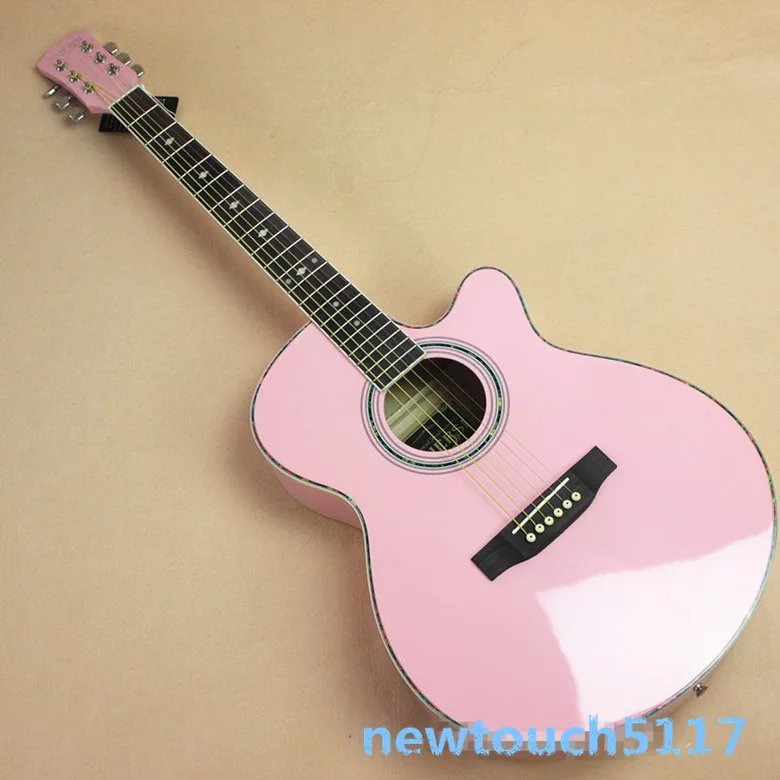 40 '' ACOUSTIC PINK FOLK GUITAR STEEL STRUNG FOR BEGGINNERS GIRL