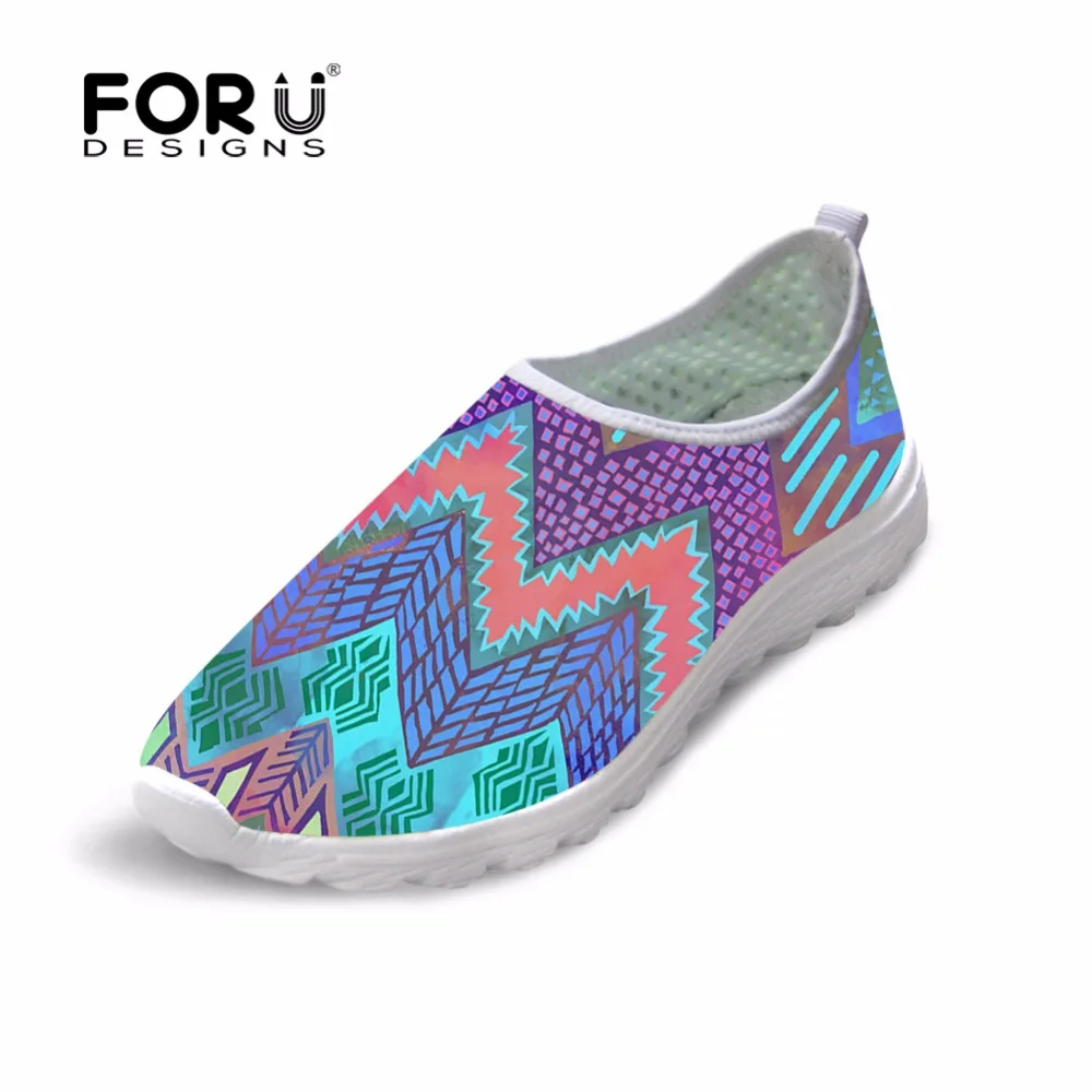 

FORUDESIGNS Novelty Chevron Fashion Design Ladies Flats Shoes Summer Sneakers Woman Super Light Comfortable Mesh Women Shoes