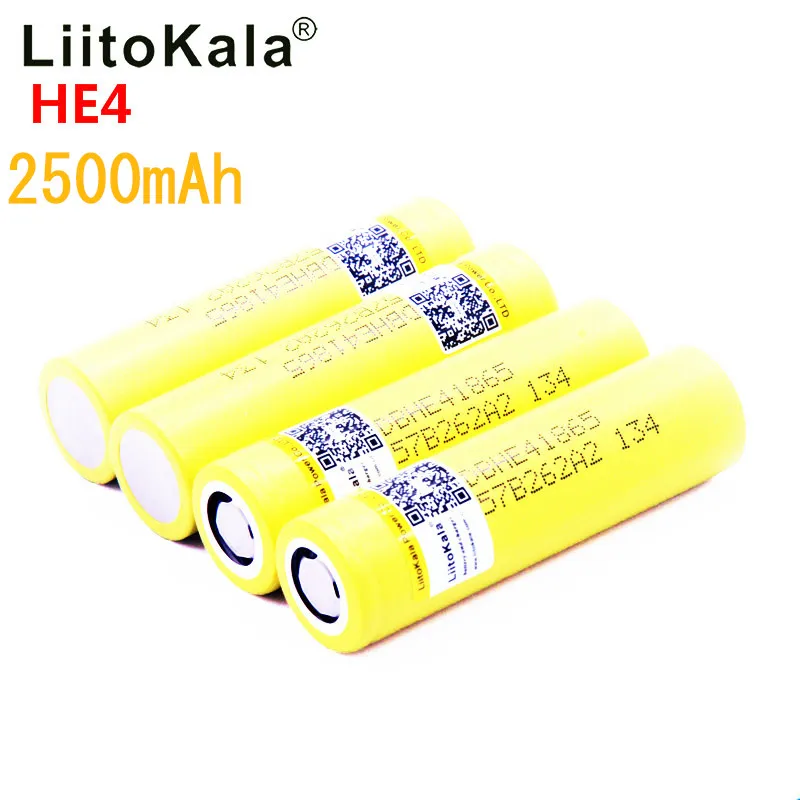 LiitoKala для HE4 2500 mAh литий-ионный аккумулятор 18650 перезаряжаемый аккумулятор 3,7 V Максимальная мощность 20A, 35A загрузка для электронной сигареты