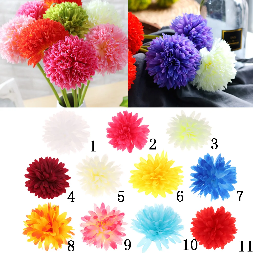 10 Pieces 3inch Silky Flower Pom Poms, Wedding Tea Party Home Decor, Bridal Flowers, Boquet 11 Color Available
