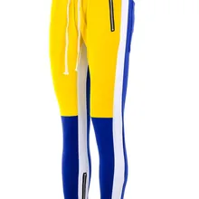 Высокие уличные цветные спортивные штаны джоггеры боковая Лодыжка молния спортивные брюки Джастин Бибер Полосы Сращивания боковые брюки с молнией