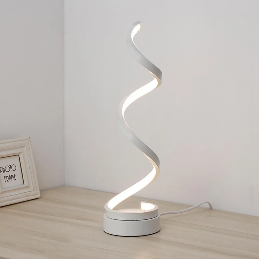 

1pcs Lamp modern spiral LED table desk lamp 24W bedside decoration bedroom light light gold/white warm/white