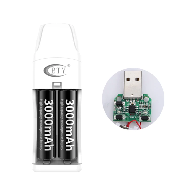 

White Automatic 2 Slot BTY / USB Battery Charger 1.2V 600mA Outputfor AA / AAA USB Charger Wireless Charger Dual