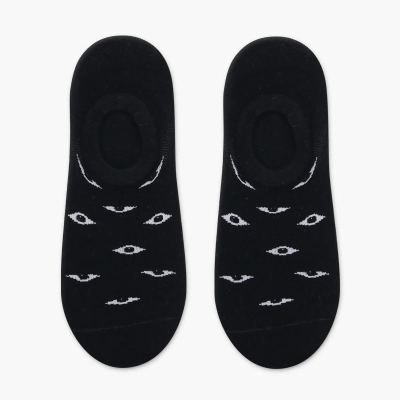 HUI GUAN, хипстерские Короткие Носки с рисунком, крутые мужские короткие носки для скейтборда, забавные мужские хлопковые носки в стиле Харадзюку, повседневные модные носки - Цвет: black eyes