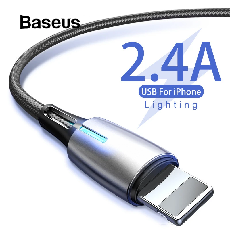 

Baseus Water Droplet Light Design USB Cable for iPhone X xr xs max Charger for iPhone 8 7 6 6s Plus 2.4 Fast Charging Cable