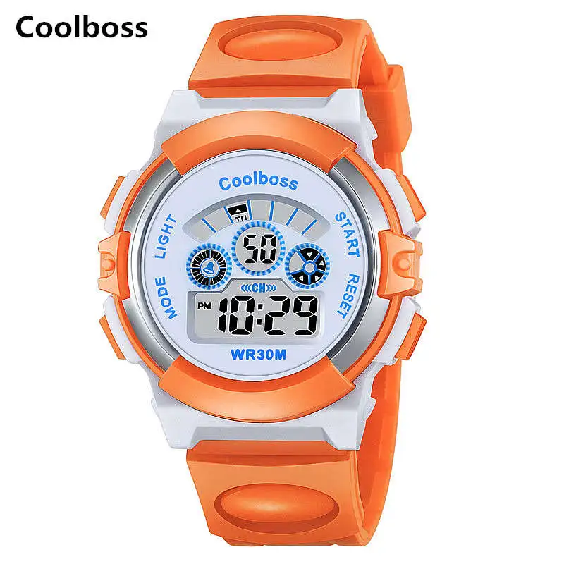 Электронные студенческие часы водонепроницаемые детские наручные часы светодиодный цифровой дисплей Будильник Детский подарок мальчики девочки спортивные детские часы - Цвет: orange