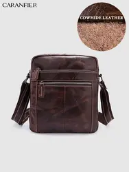 CARANFIER мужские дорожные сумки Деловые твердые сумки-мессенджеры 100% Натуральная воловья кожа высокого качества мужские сумки через плечо