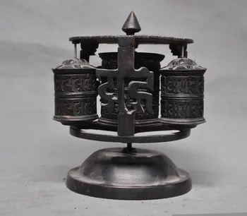 

wedding decoration Old Tibet Tantra Temple pure bronze Mantras Buddhism Tripitaka text Prayer wheel New Year
