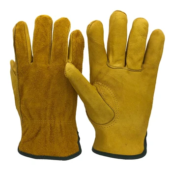 

RJS 24PCS Work Gloves Cowhide Leather Men Working Welding Gloves Safety Protective Garden Sports MOTO Wear-resisting Gloves 4021