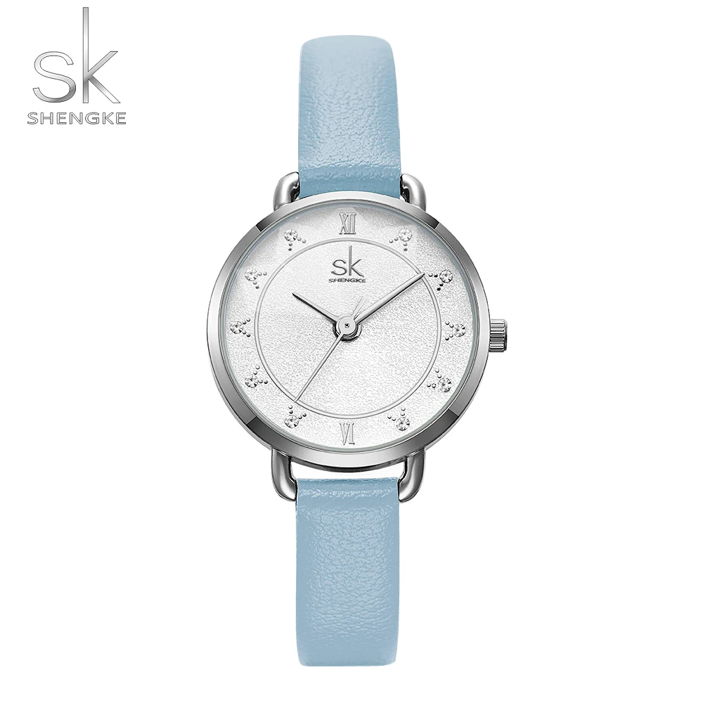 

Shengke Quartz Watches Creative Glitter Dial Women Leather Wrist Watch Movement Slim Buckle Strap Reloj Mujer Montre Femme#K9001