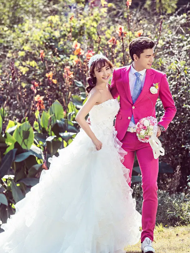 pink wedding suits for groom