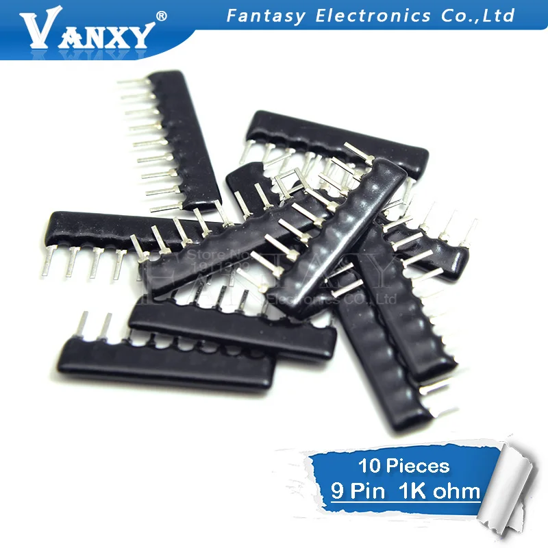 

10pcs DIP exclusion 9pin 1K A102 102 ohm 9A102J 9A102G 9A102 A102J A102G Network Resistor array