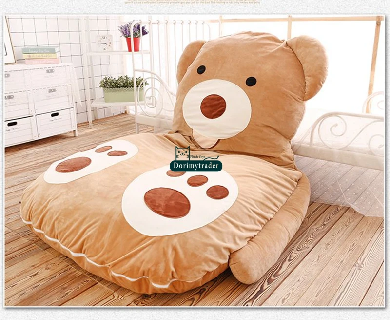 Dorimytrader 180cm x 120cm pop cuddly cartoon smiling bear plush beanbag soft bed tatami sleeping bag sofa mattress carpet gift decoration DY61834(13)