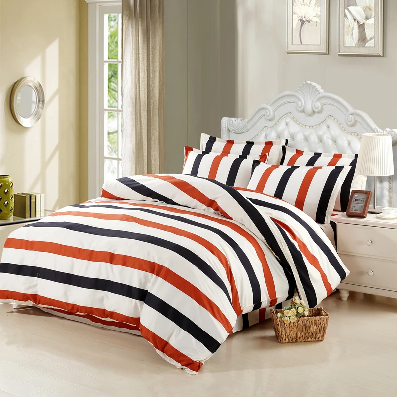 

Modern Style Striped Pattern Duvet Cover Set Polyester Bedding Set 1pc Duvet Cover And 2pcs Pillowcases Set And 1pcs Bed Sheet