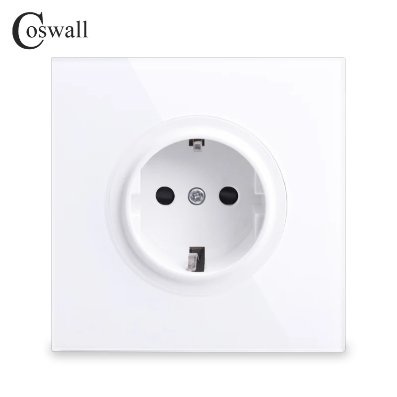 Розетка Coswall из чистого стекла с защитой от детей белая черная серая золотая|outlet