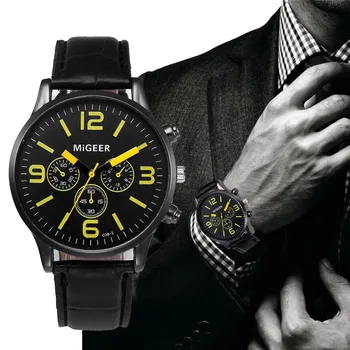 

Fashion Casual Men Watch Retro Design PU Leather Band Buckle Analog Alloy Quartz Mens Clock Wrist Watches orologio uomo