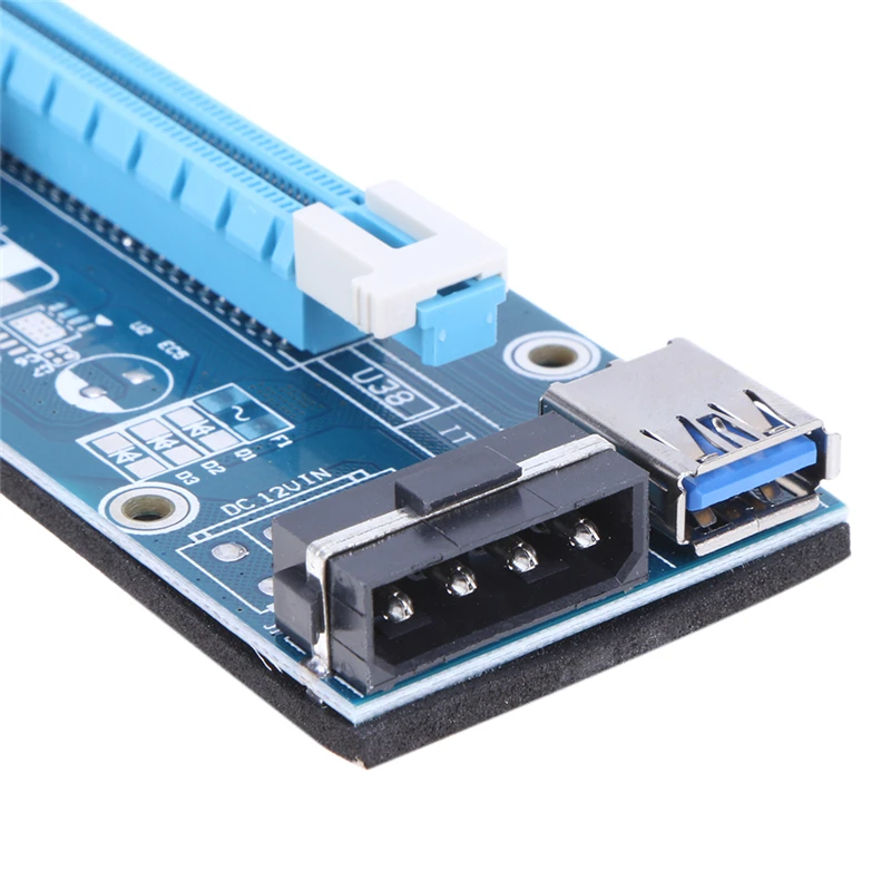 PCI-E 1x to 16x Mining Machine Enhanced Extender Riser Card Adapter with 60cm USB 3.0 & SATA 4pin IDE molex Power Cable