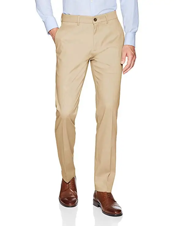 

2018 Men's Slim Fit Flat-Front Suit Separate Pant Formal Wedding Business Straight Male Trousers Khaki Thin Office Dress Pants