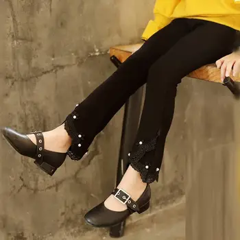 

2019 Fashion Summer Children's Clothing Girl Long Casual Elastic Boot Cut Trousers Kids Tassel Leggings Teenage Cotton Pants W41