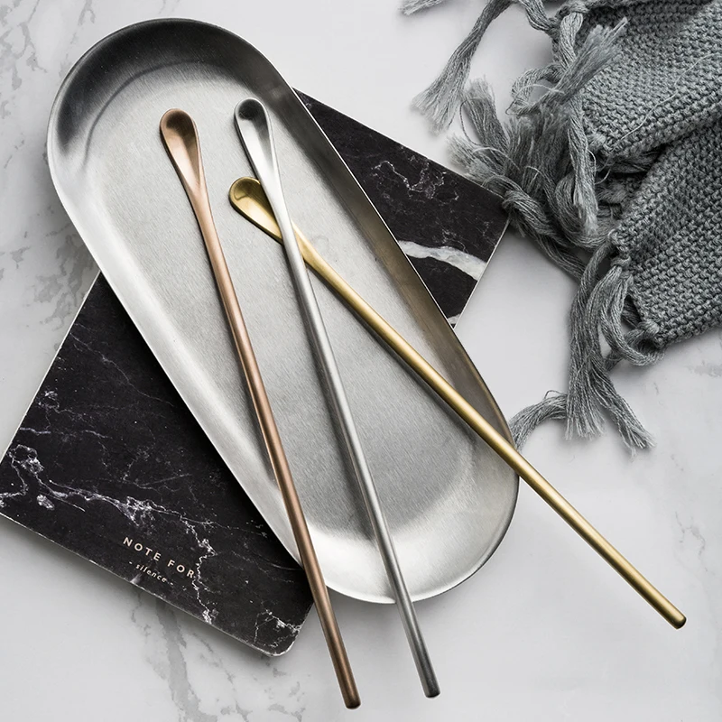 

4Pcs/Lot Stainless Steel Long Handle Bar Spoon Cutlery Set Janpanese Style Stirring Spoons Set Longer Coffee/Tea Scoop Sets