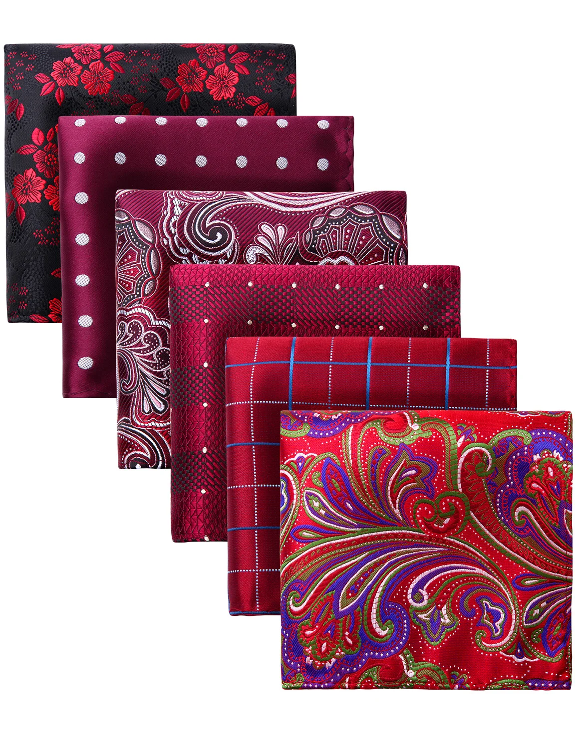  Pocket Square Men Fashion Paisley Floral 6 Pcs Big size 25 x 25 cm Wedding Party Business Handkerch