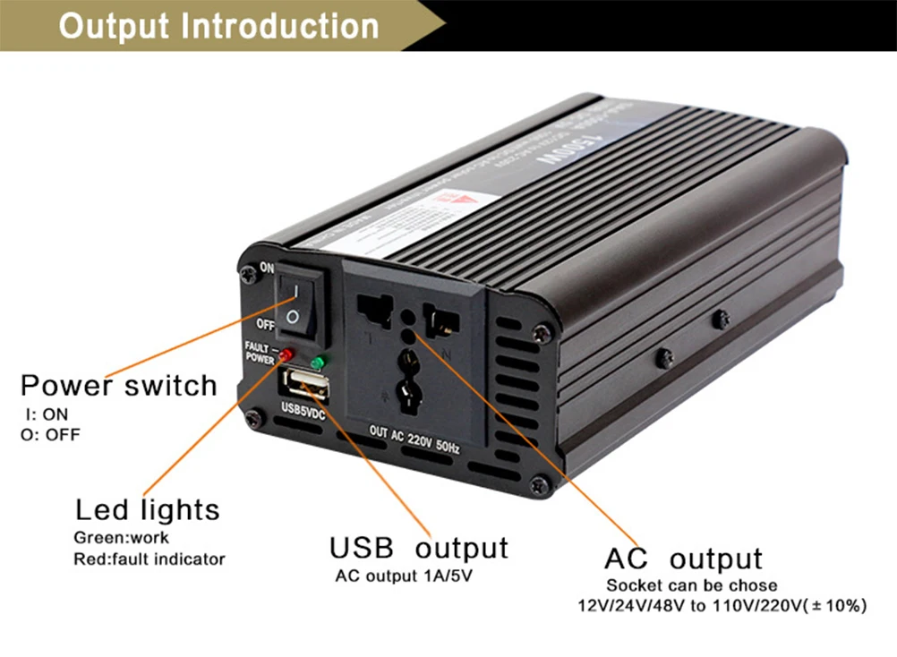 500 ватт DC12V к AC220V портативный автомобильный инвертор зарядное устройство конвертер адаптер модифицированный синусоидальный преобразователь