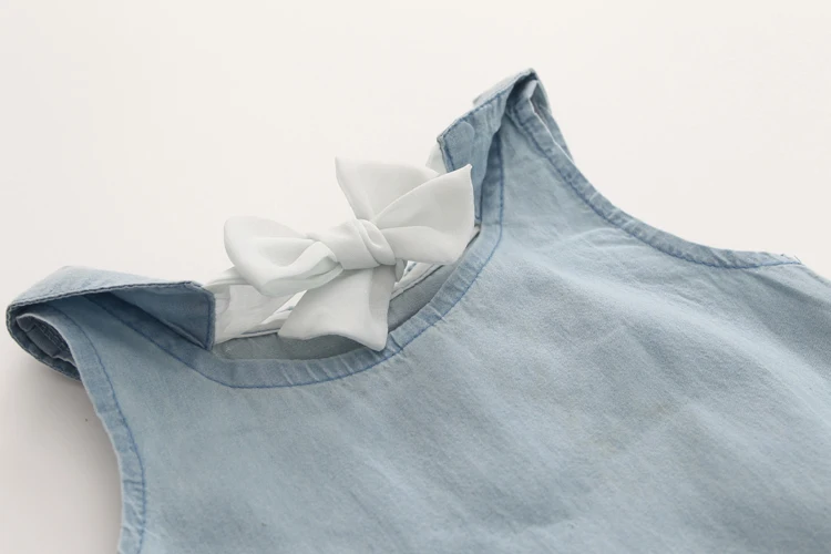 Girls Clothes 2018 Summer Casual 2-10 Years Old Kids Little Baby Cartoon Girl T Shirt+Shorts 2 Piece Lace Denim Blue Suit Set (20)
