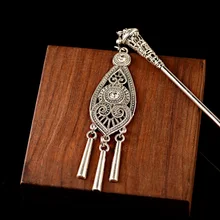 Богемные этнические винтажные цыганские тибетские серебряные Резные палочки для волос с кисточками и цветами для женщин заколки для волос ювелирные изделия Horquillas